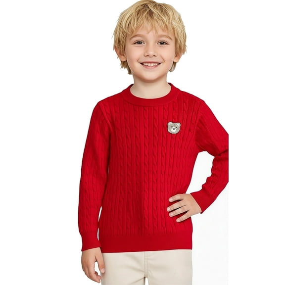 Actgleam Boys Christmas Sweaters Girls Crew Neck Long Sleeve Knit Pullover Sweater for Kids,Red,11-12Years