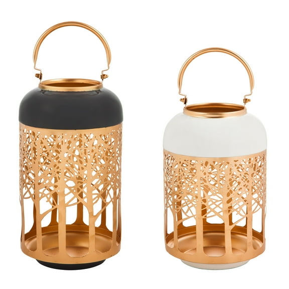 Lasercut Metal Lanterns, Set of 2