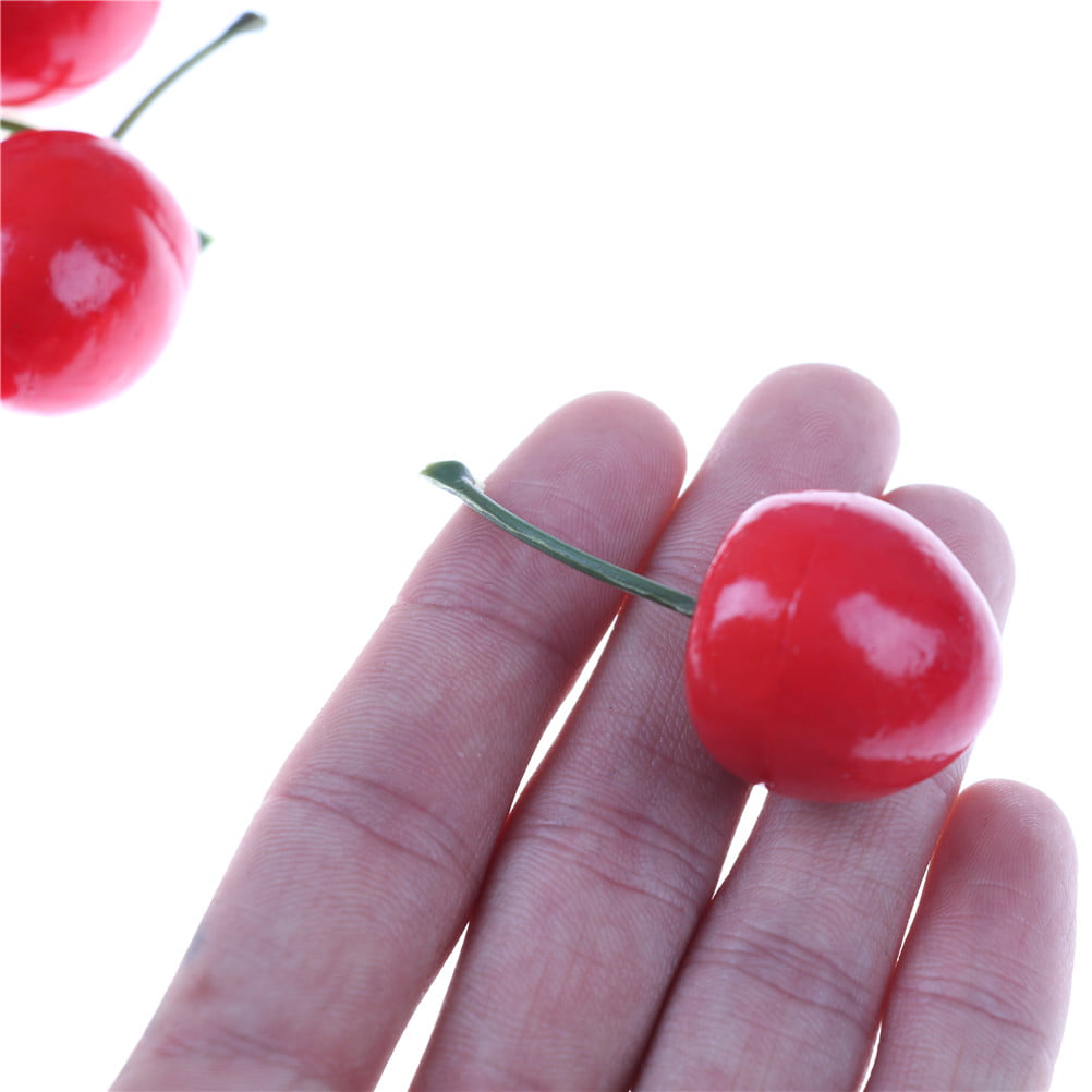 10pcs Fake Fruit Small Artificial Flower Red Cherry For Kid Funny Kitchen To JB 