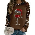 thumbnail image 4 of Fiaer Christmas Women Sweatshirts Shine Glass Snowflakes Xmas Pullovers Crew Neck Plus Size Baggy Trendy Tops Coffee XL, 4 of 5