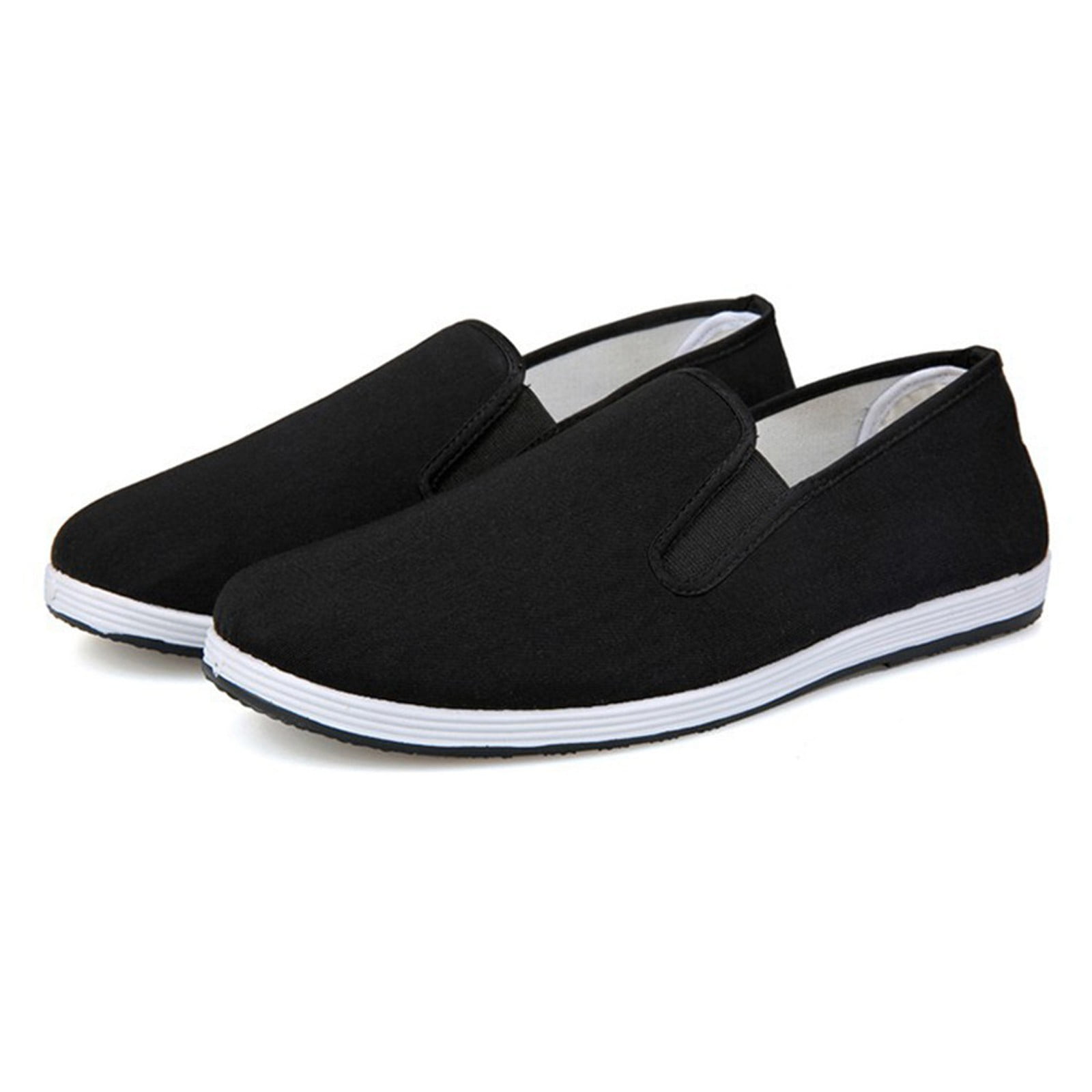 Yindaity Men Shoes Casual Shoes Men Spring and Summer Sports Flat Bottom Light Slip On Elastic Comfortable Casual Style Mens Hiking Shoes Men Black,11