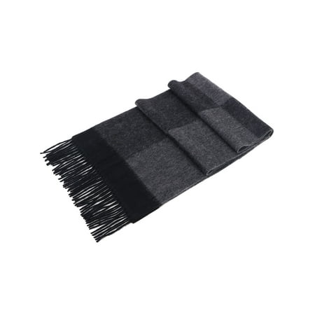Mens Cashmere Plaid Scarf - Men's Winter Cashmere Scarf w/ Gift Blue Box,Black/Gray/White Plaid
