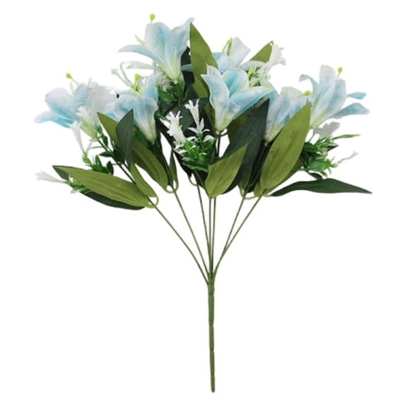 Valentines Flowers Bouquet, 15.7 inch Artificial Lily Flowers with 7 Heads Lilies, Fake Lillies, Long Stem Artificial Stargazer Lilies, Faux Flowers for Floor Vase Wedding Home Party Decor