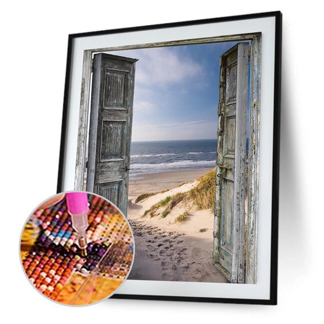 Cuadros Decorativos Seaside Doors 5D DIY redondo diamante pintura bordado punto de cruz mosaico Sywqhk Nuevos Originales