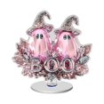 thumbnail image 2 of zhonghuaying 1 Pack Pink Halloween Pumpkin Rotating Ornament with Built-in Light, 6 Styles Hollow Ghost Floral Tabletop Centerpiece for Holiday Home Decor D, 2 of 5