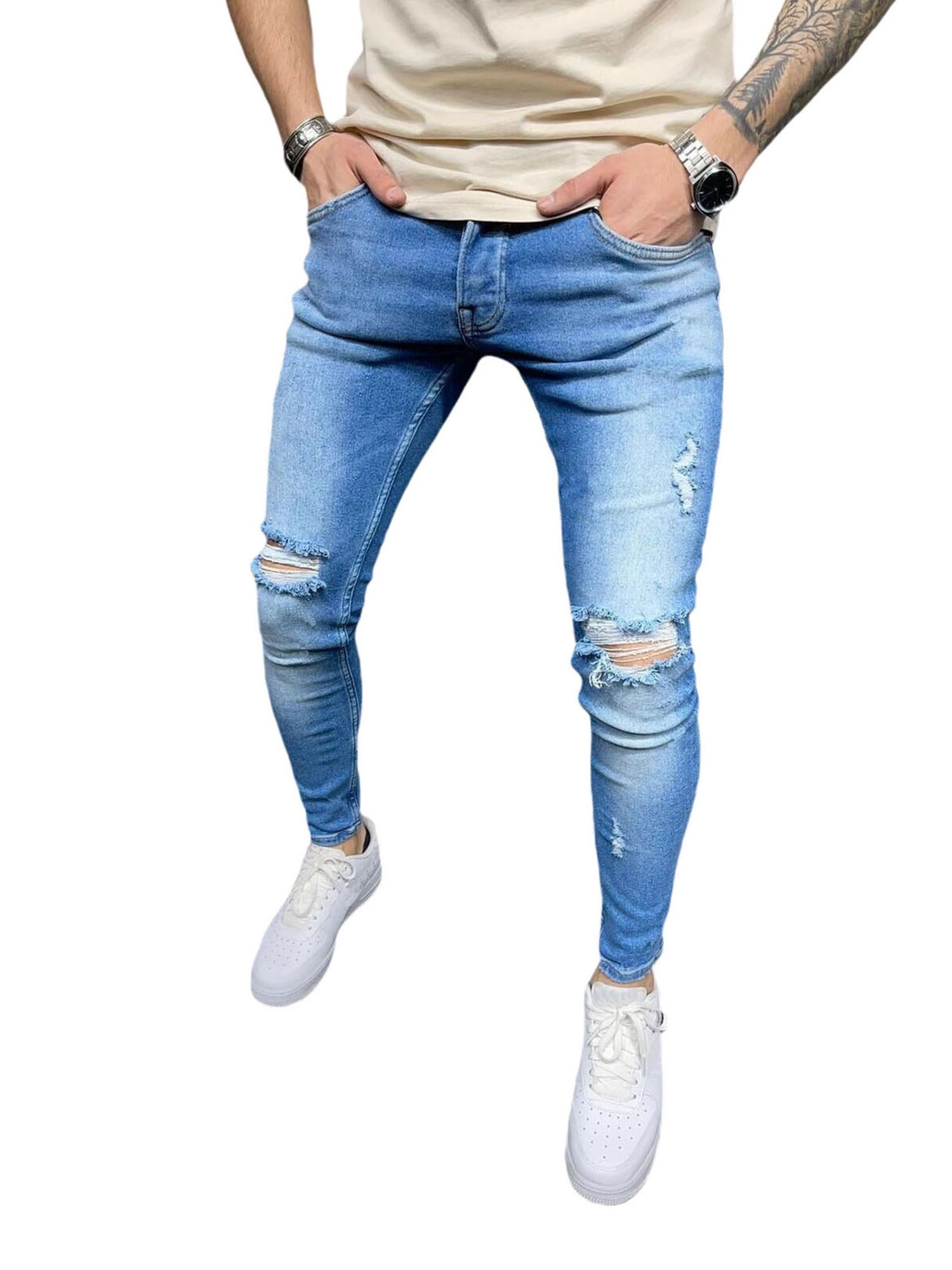 Puloru Men Spring Skinny Jeans, Middle 