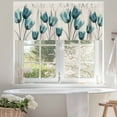 thumbnail image 4 of Teal Tulip Valances for Windows, 42 x 18in, Minimalist Modern Flower Art Linen Background Rod Pocket Kitchen Valance Curtain Light Filtering Window Treatments for Living Room Bedroom, 1 Panel, 4 of 7