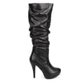 thumbnail image 2 of Delicious DI03 Women Leatherette Knee High Almond Toe Stiletto Slouch Riding Boot, 2 of 5