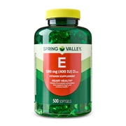 Spring Valley Vitamin E Dietary Supplement Softgels for Heart Health, 180 mg, 500 Count