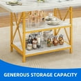 thumbnail image 3 of Dextrus 47" Dining Table for 4, Dining Room Table with Storage Shelf, ModernRectangle Kitchen Table for Home Kitchen Dining Room Living Room, White& Gold, 3 of 10