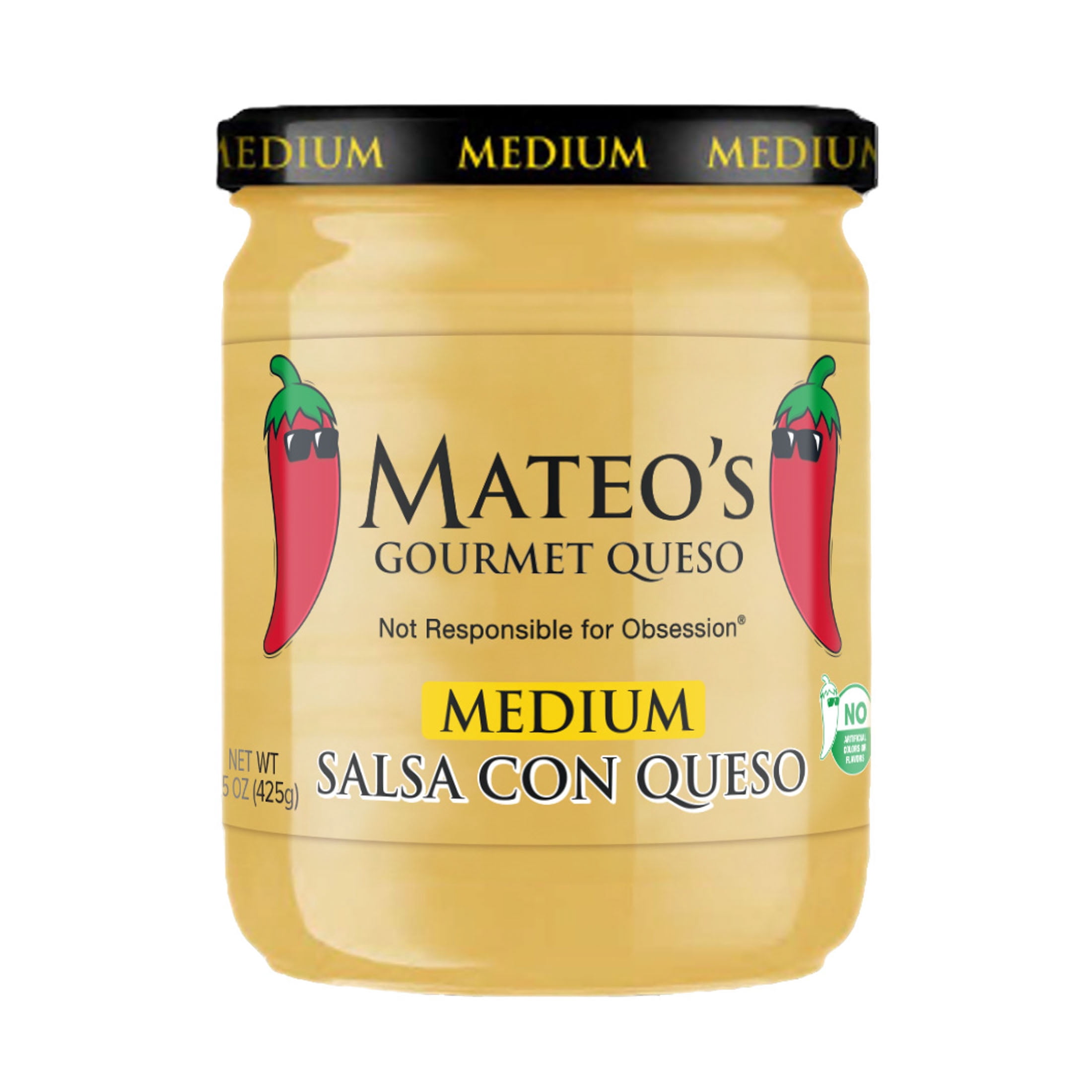 (3 pack) Mateo's Gourmet Salsa con Queso, Medium Heat, 15oz Glass Jar