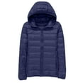 thumbnail image 2 of Women's Lightweight Packable Down Jacket, Slim Fit Korean Style Puffer Coat, Warm Hooded Quilted Jacket, Compact Travel Down Coat, Winter Insulated Outerwear, Portable Thermal Coat Navy XXXXXXXL, 2 of 3