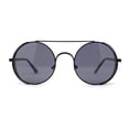 thumbnail image 2 of Round Circle Lens Side Windbreaker Retro Double Bridge Cafe Racer Sunglasses All Black, 2 of 4