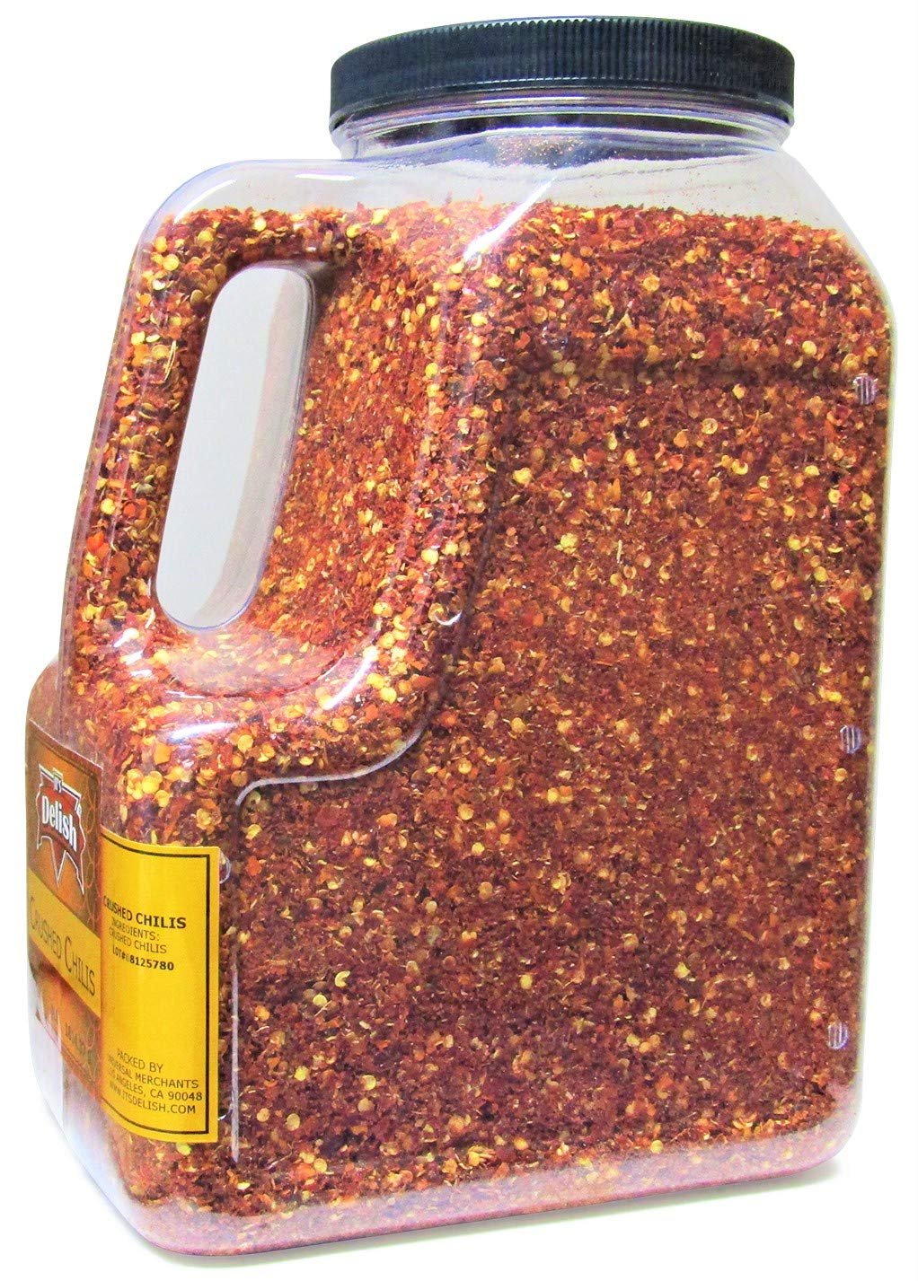 Dehydrated Dried Crushed Chilies Red Pepper Flakes by It's Delish - 4 LB Restaurant Gallon Size Jug with Handle - Chopped & Dried Vegetable Gourmet Spice Seasoning - Certified Kosher