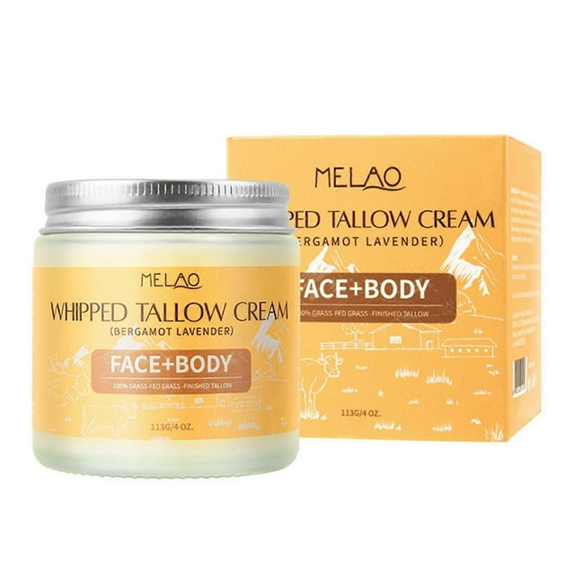 4Oz Whipped Tallow Cream for Face & Body, Organic Grass-Fed Beef Tallow Balm Anti-Aging For All Skin Types