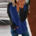 thumbnail image 2 of Rollback and Clearance Juebong Women Casual Solid Zipper Splicing Loose Hooded Long Sleeve V-Neck Tops, 2 of 5