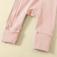 thumbnail image 5 of Newborn Boys Girls Clothes Infant Baby Romper Cotton Ribbed Knit Long Sleeve Front Zip Up Jumpsuit Onesie (9-12 Monthss, Pink), 5 of 7