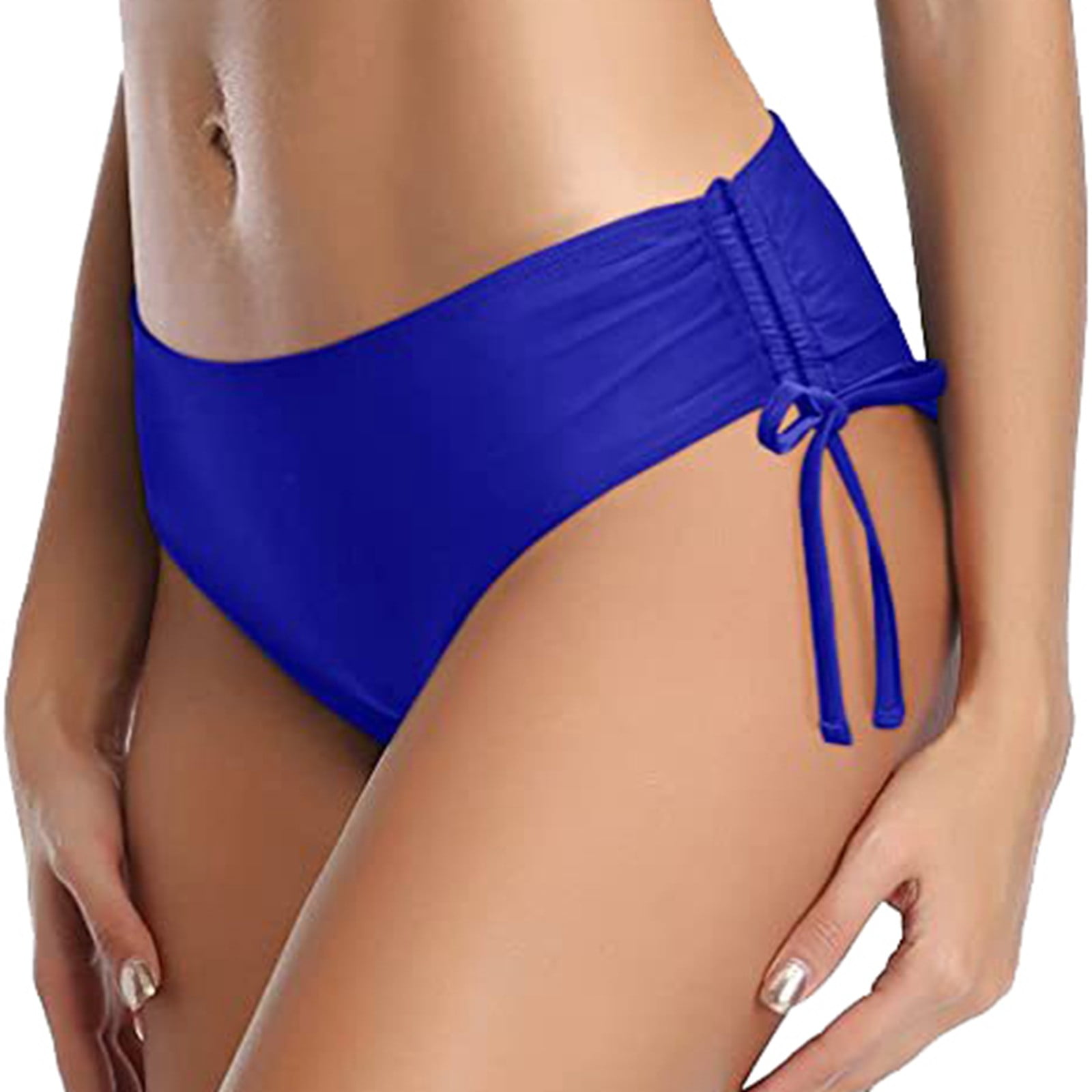 PEASKJP Thong Bikini High Cut Low Rise High Leg Bikini Bottom Blue XS