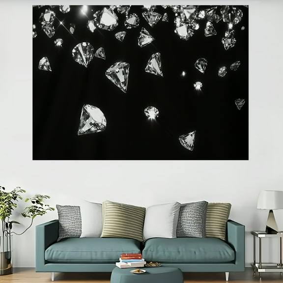 ZFLMY Diamonds Black White Hologram Polyester Tapestry Wall Hanging for Living Room Bedroom Dorm Decoration - Home Decor for Decorative Wall Hanging, Bedroom, Living Room - 4 Sizes Available 60x40in