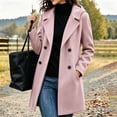 thumbnail image 2 of Arxian Womens Fall Winter Wool Coats Double Breasted Midi Peacoat Trench Coats Casual Hooded Long Sleeved Button Down Jacket With Lining and Pockets Pea Coat With Shoulder Pads, 2 of 9