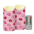 thumbnail image 2 of Iauyy Flameless Candles Battery Operated LED Pillar Candles with Remote and Timer, Lipstick Mark Pattern Set of 2 （S), 2 of 8