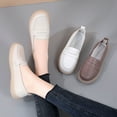 thumbnail image 5 of Women's Casual Loafers Slip On Leather Shoes Lightweight Casual Walking Shoes Female Moccasins Classic Penny Loafer Flats Boat Shoes, 5 of 10