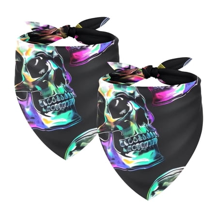 PhooArto Bright Skulls Patterns Dog Bandanas 2 Pack Soft Washable Pet Scarf Triangle for Large Dogs Puppies and Cats