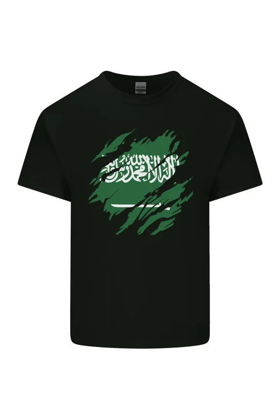 Torn Saudi Arabia Flag Arabian Day Football Country Pride Sport Tee,for unisex up to 5XL