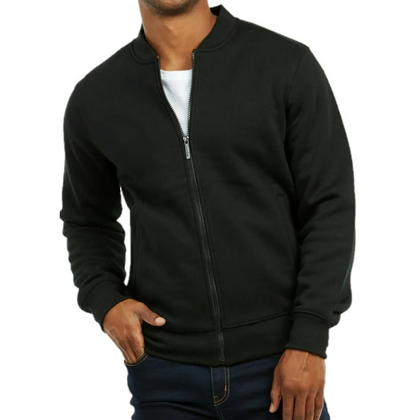 Men's FullZip FLEECE Bomber Jacket, Black L