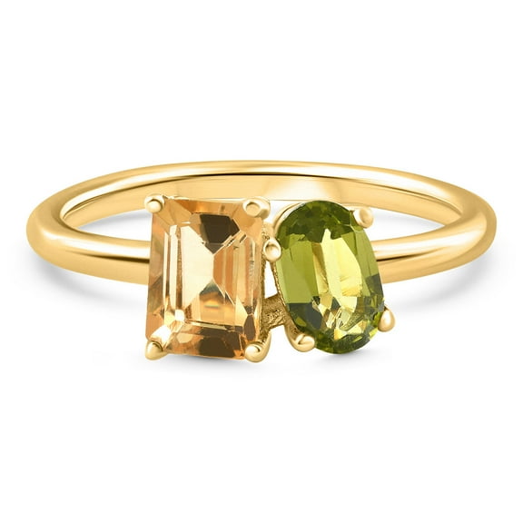 Pompeii 1 1/2Ct Toi Et Moi Peridot & Citrine 2-Stone Ring 10k Gold (,)