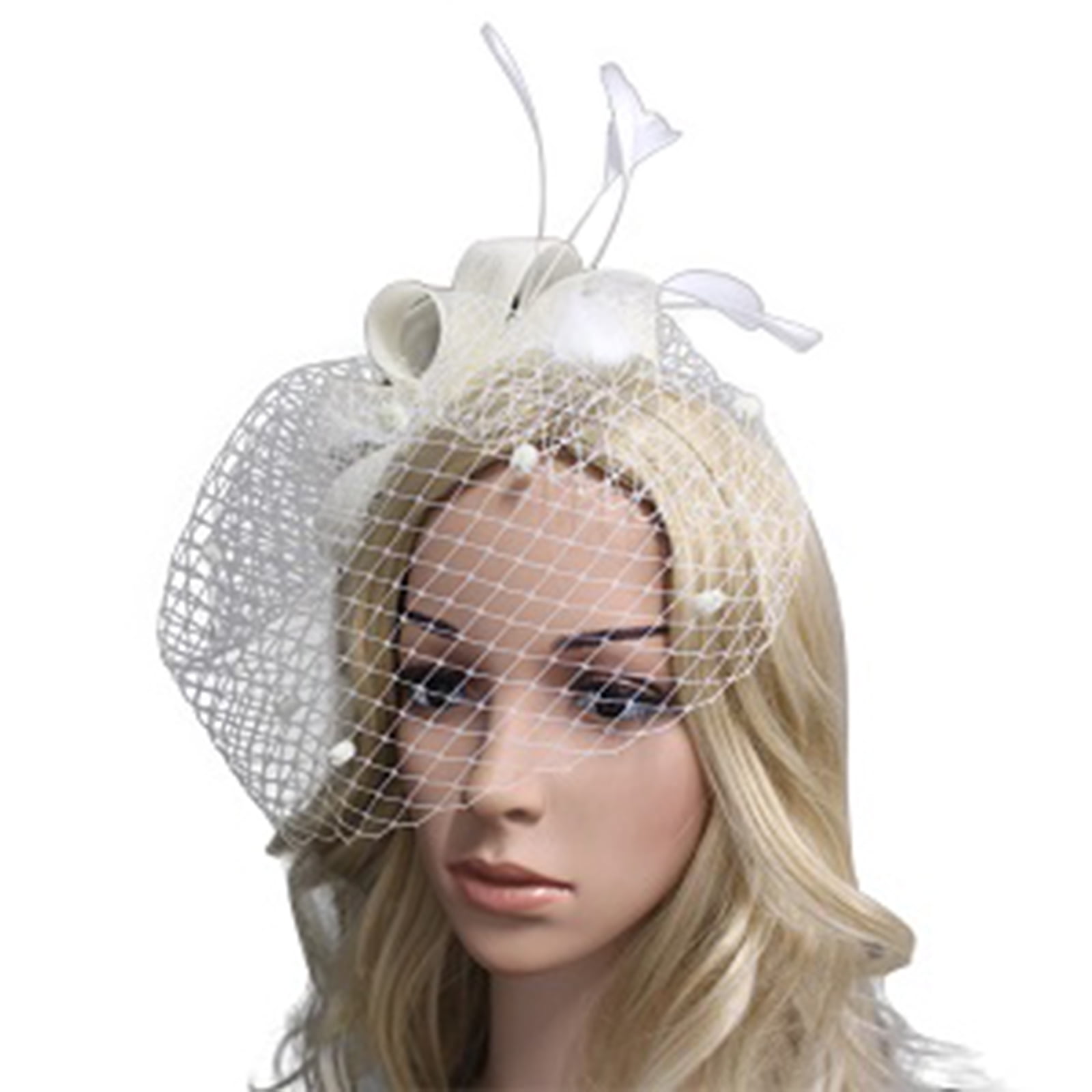 Wedding Races Party Fascinator Veil Net Hat with Cones and Feathers Hatinator 
