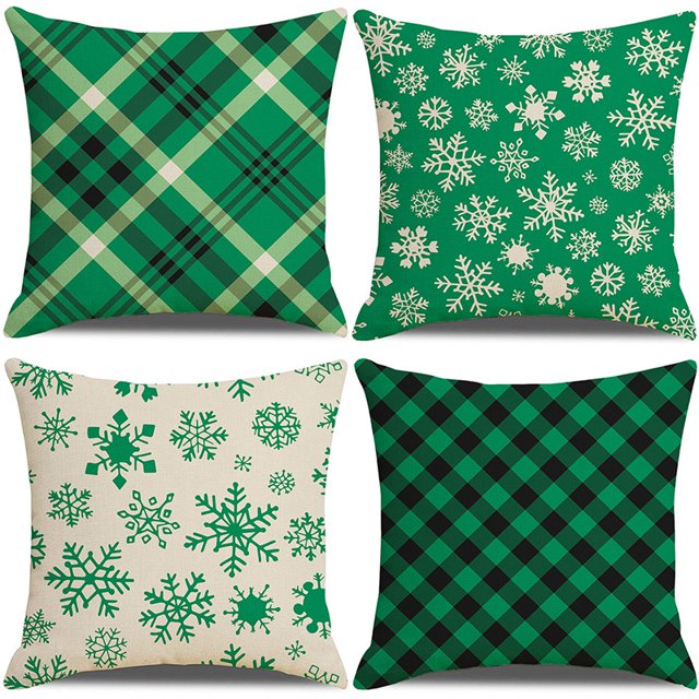 fundas de almohada decorativas navideñas de , funda de cojín cuadrada con cremallera(A.)(4 piezas)