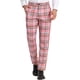 thumbnail image 1 of Pantalones de hombre Inspire Chic, de cuadros, con frente plano, cintura elástica y botón, 30 rosa, 1 of 7