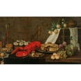 thumbnail image 2 of Frans Ykens 18x12 Gold Ornate Wood Frame and Double Matted Museum Art Print Titled - A Lobster, Oysters, Pastry, Mixed Fruit and Filled Wine Glasses on a Partially Draped Table (1647), 2 of 4