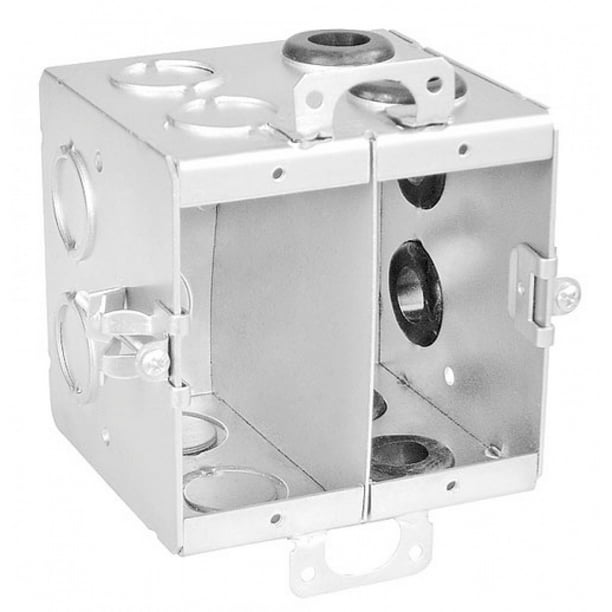 1 Pc, 21/2 In. Deep, Two Gang Divided Old Work Cut In Media Junction