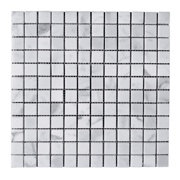 Calacatta Polished Marble Mosaic Floor and Wall Tile, 12-in x 12-in per Sheet, 5 Pack (5-sq. ft/ Box)