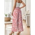 thumbnail image 6 of GIRUNS Women's Wide Leg Pants High Waist Adjustable Knot Casual Loose Trousers With Pockets Business Work Casual Pants Pink Fan Flower M, 6 of 6