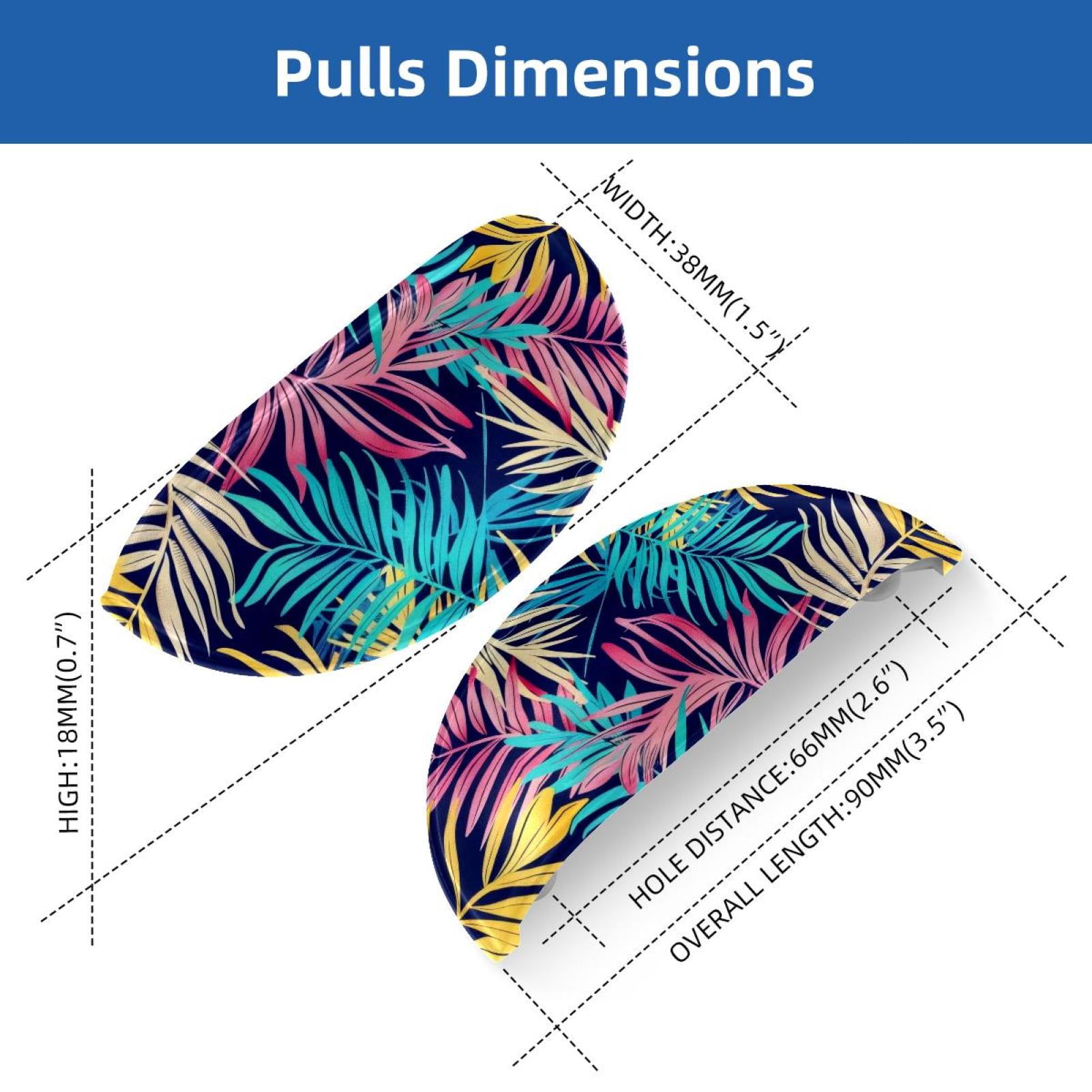 PhooArto 6 Pcs Cup Drawer Pulls, Palm Leaves Colorful Pattern Shell Shape Handles Cabinet Knobs for Dresser Cupboard Closet Wardrobe with Screws