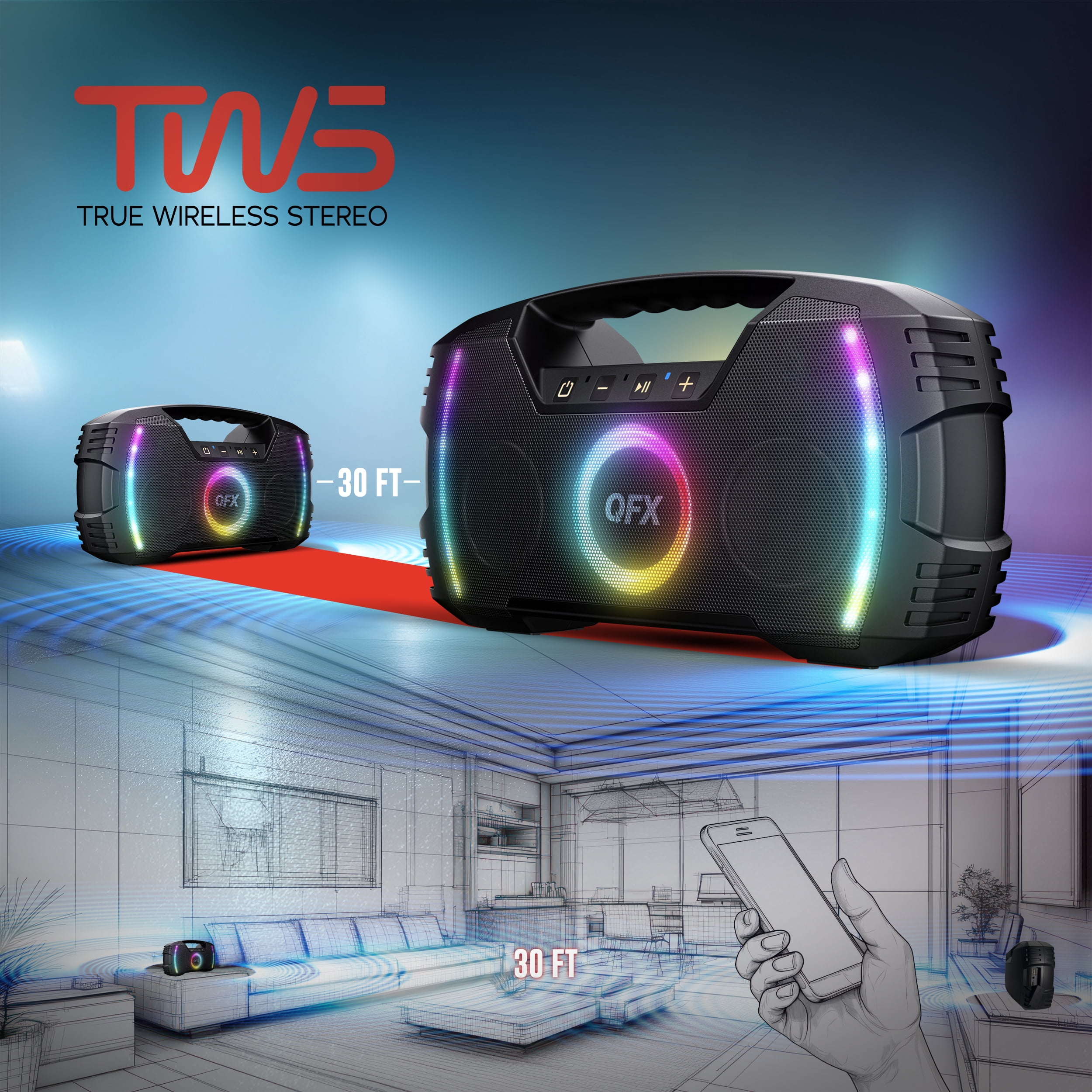 BT ZX-35 Portable Recharageable Bluetooth Waterproof speaker with party light, IPX7