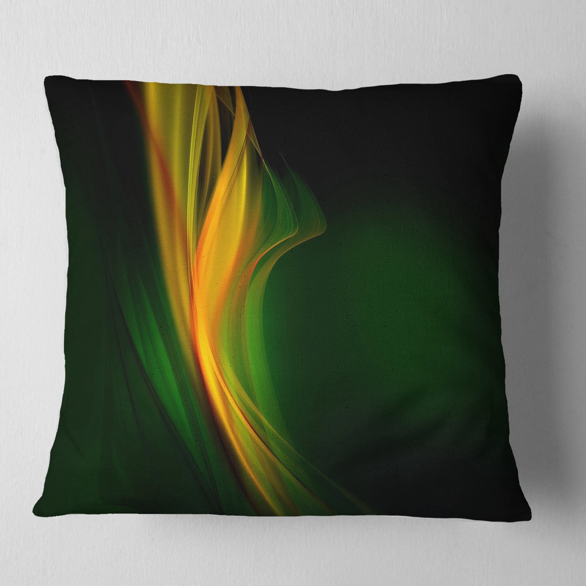 Designart Green Gold Upright Waves - Abstract Throw Pillow - 18x18
