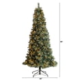 thumbnail image 3 of Nearly Natural Clear Prelit LED Green Flocked Frosted Tip Pine Artificial Christmas Tree, 8', 3 of 11
