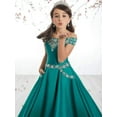 thumbnail image 4 of ETHAN Girls Satin Off The Shoulder for Pageant Dresses Long Princess Birthday Formal Party Ball Gowns with Pockets Blue Size 14, 4 of 7