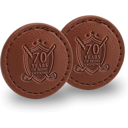70th Birthday Gifts for Men Golf Ball Markers (Tan Set of 2) 70th Birthday Leather Golf Markers Golf Accessories Birthday Christmas