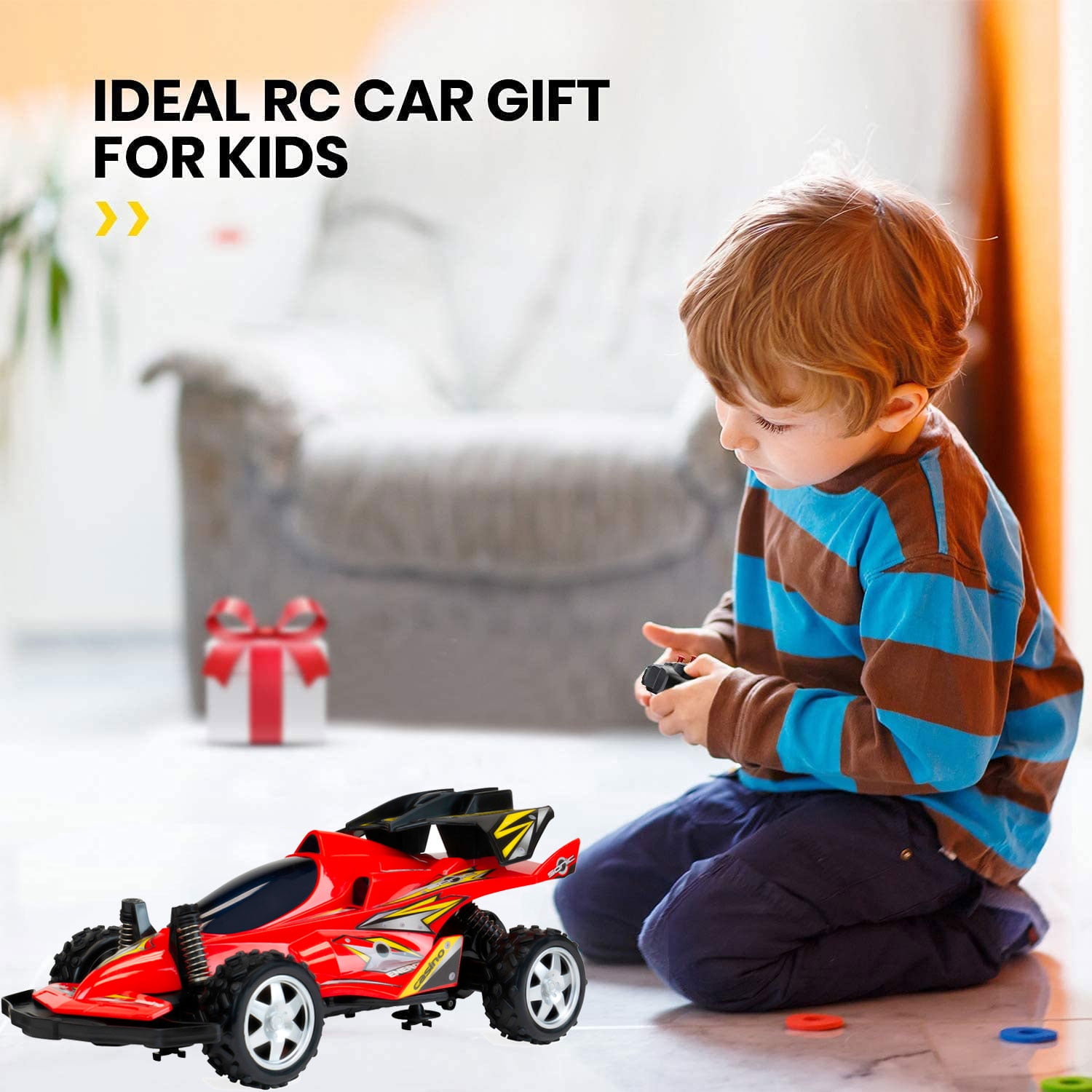 Remote Control Sports Car Super Drift Racer – High Speed, Full Function, Sounds and Lights for Gifting, Christmas, Holidays (Red)