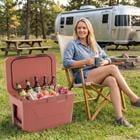 Barara King Stylish Insulated Hard Shell Ice Chest with Cup Holders Bottle Opener and Drain Plug for Outdoor Beach Picnic and Feminine Cold Storage, Pink