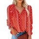thumbnail image 1 of Qarigey Blusa de mujer con cuello en V con cordones en la parte de manga larga casual camisa suelta Prendas para la parte del cuerpo Impreso 6 XXL Qarigey AP003442-20, 1 of 5