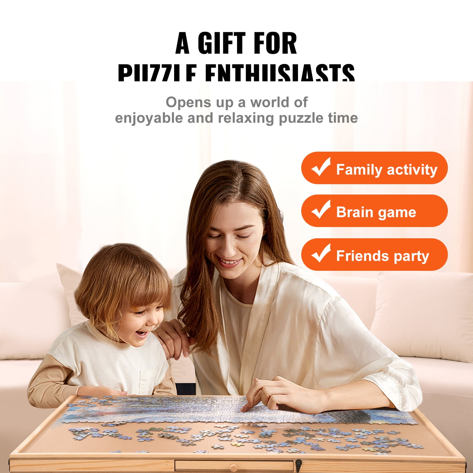 KFFKFF Pine 1000 Piece Pieces Puzzles, Puzzle Board, Puzzle Table, Portable Puzzle Tables，30"x21.6" Rotating Wooden Jigsaw Puzzle Plateau for Adults & Kids & Elder
