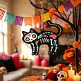 thumbnail image 3 of Anxinwu Day of the Dead Wooden Skeleton Cat Hanging Pendant - Colorful Carved Dia de los Muertos Ornament for Garden, Patio, Party, Outdoor Decor, 3 of 8