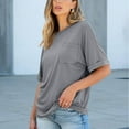 thumbnail image 4 of fatyb Women's Tshirts with Pocket Casual Crew Neck Solid Color Tee Short Sleeve Womens Summer Loose Tops, 4 of 7