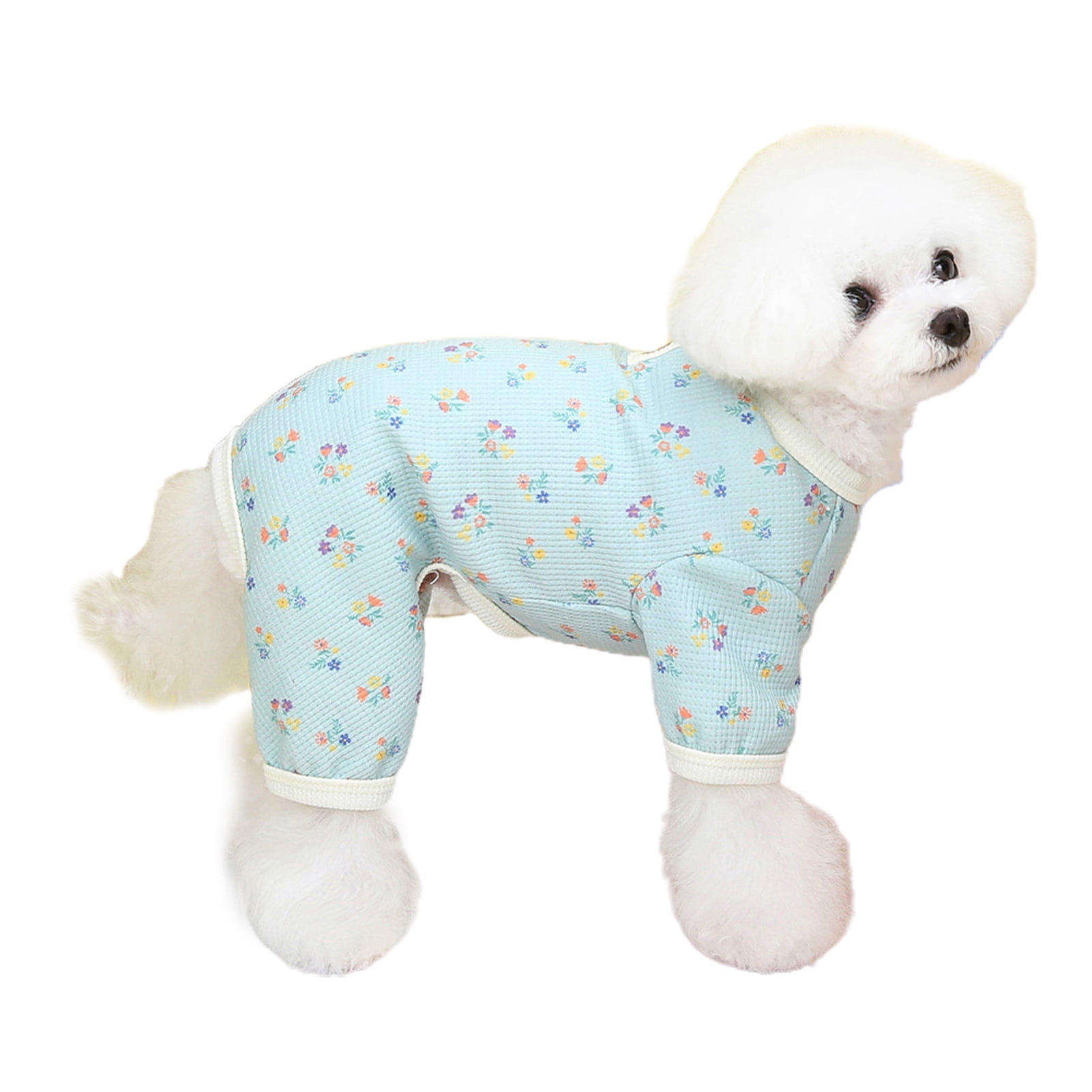 Spring Summer Dog Jumpsuit - Flower Pattern - Button Decor - Soft ...